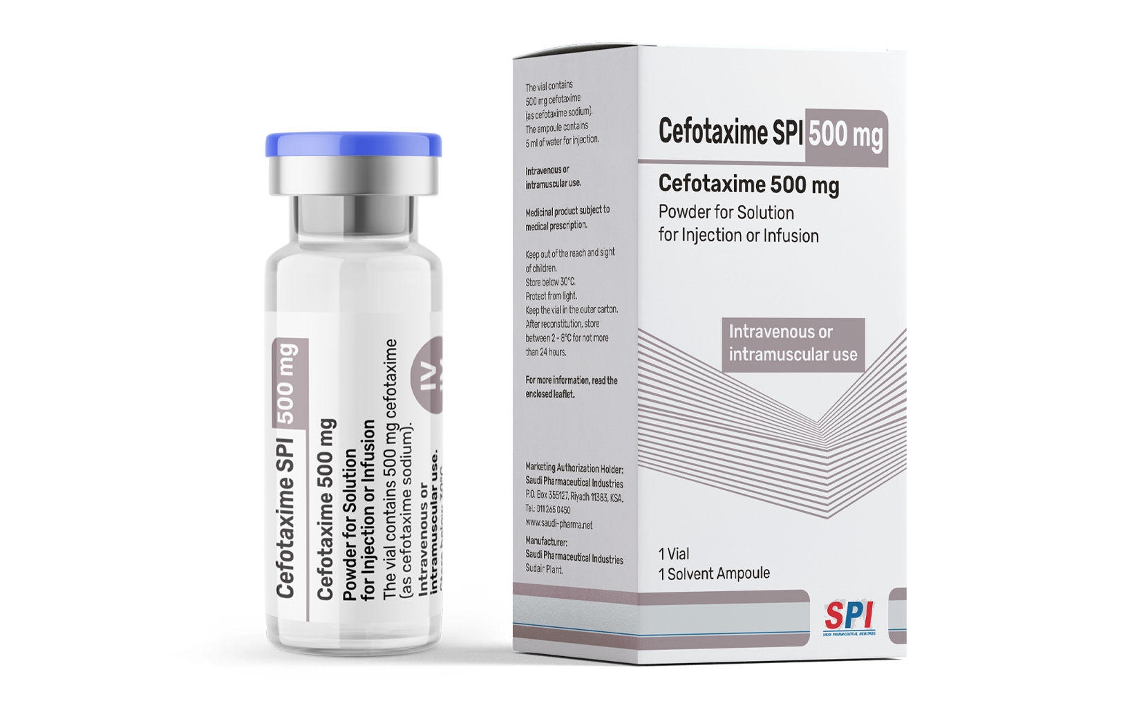 Cefotaxime SPI 500 mg Powder for Solution for Injection or Infusion
